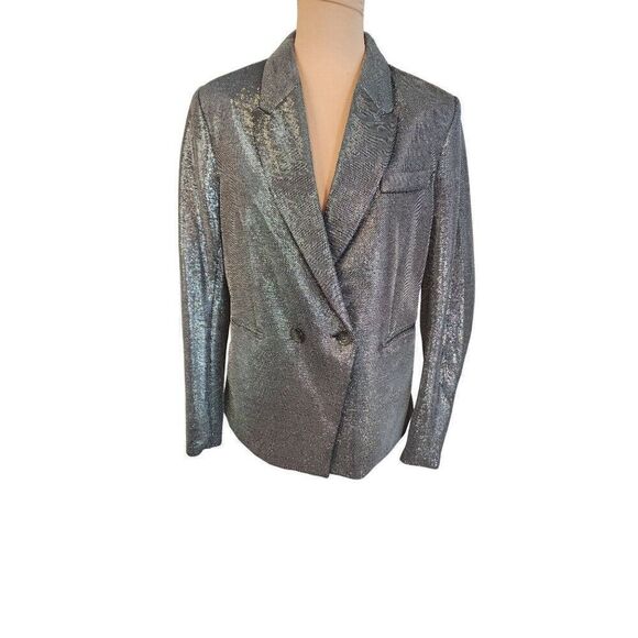 H&M Women's Silver Suit Jacket Size 12 - Picture 1 of 8